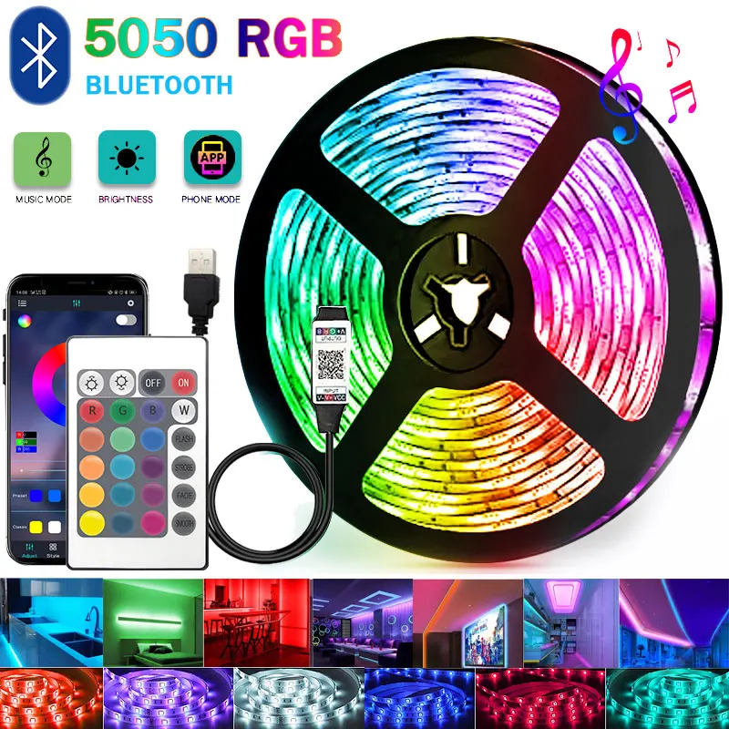 Rgb Usb Led Strip 5050 Led Ribbon 5V Led Chain Light 1M 5M Tv Backlight 10M 15M Colorful Children Into The Room Party Decoration