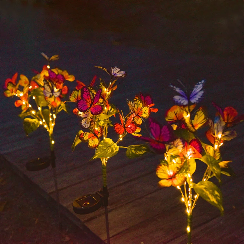 Solar Butterfly Ground LED Lights Waterproof  for Garden Yard Lawn Outdoor Fence Festival Shrubbery Decoration