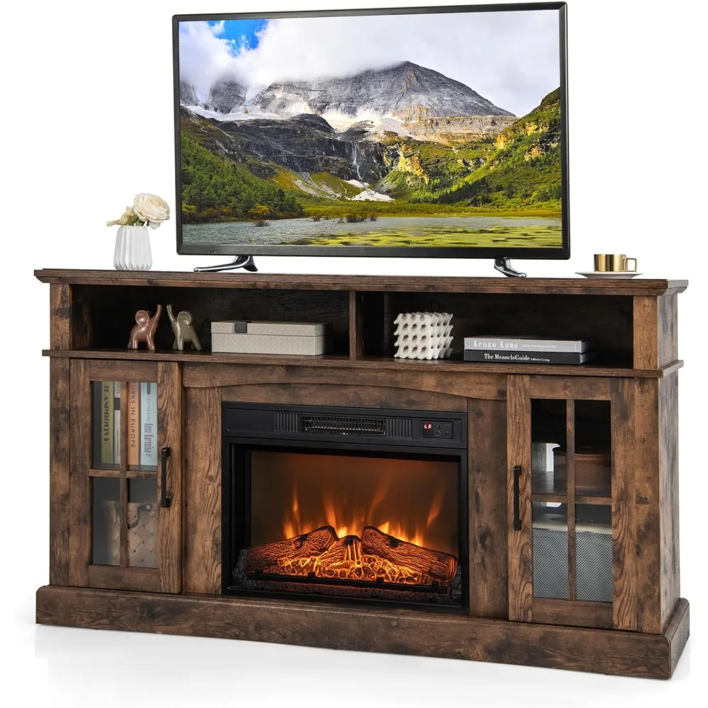 

Fireplace TV Stand for TVs Up to 65 Inch, Electric Fireplace Console w/Remote Control, Overheat Protection, 3-Level Adj