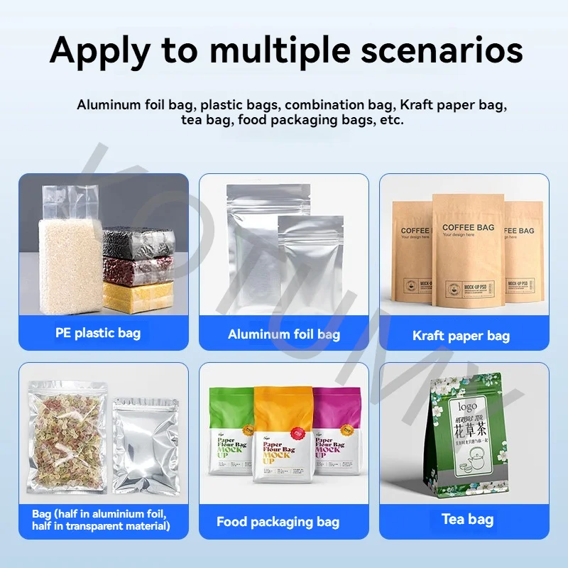 FR-900 Household Food Continuous Sealing Machine Automatic Sealing Machine Plastic Bag Mooncake Coffee Desktop