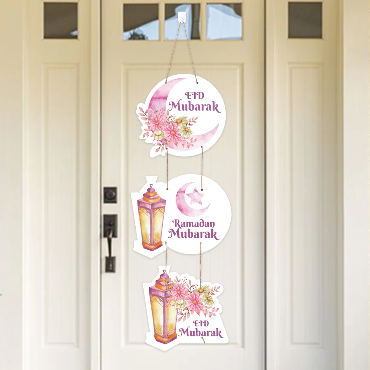 Eid Mubarak Door Hanging Flag Kareem Ramadan Decor 2025 for Home Ramadan Mubarak Islamic Muslim Party Decor Happy Eid Al Adha