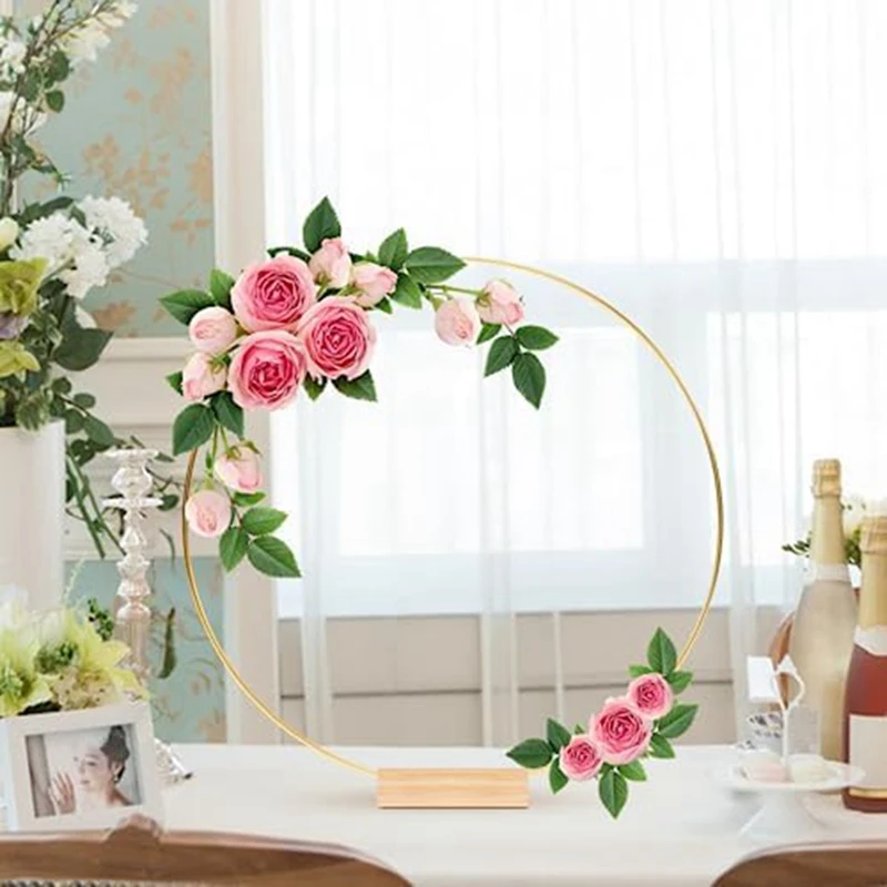 

centerpiece table decorations20Pieces 12 Inch Metal Floral Hoop Centerpieces with Holders Tassel Rings for
