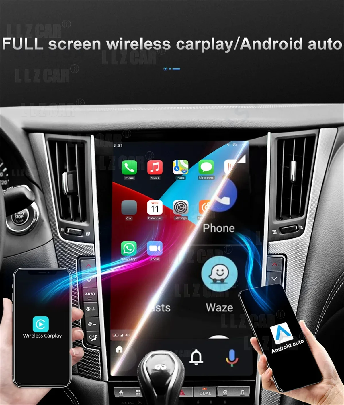 13.6 بوصة لإنفينيتي Q50 Q50L Q50S Q60 Q60S 2013-2019 نظام تحديد المواقع نافي راديو السيارة الوسائط المتعددة أندرويد شاشة اللاسلكية Carplay رئيس وحدة