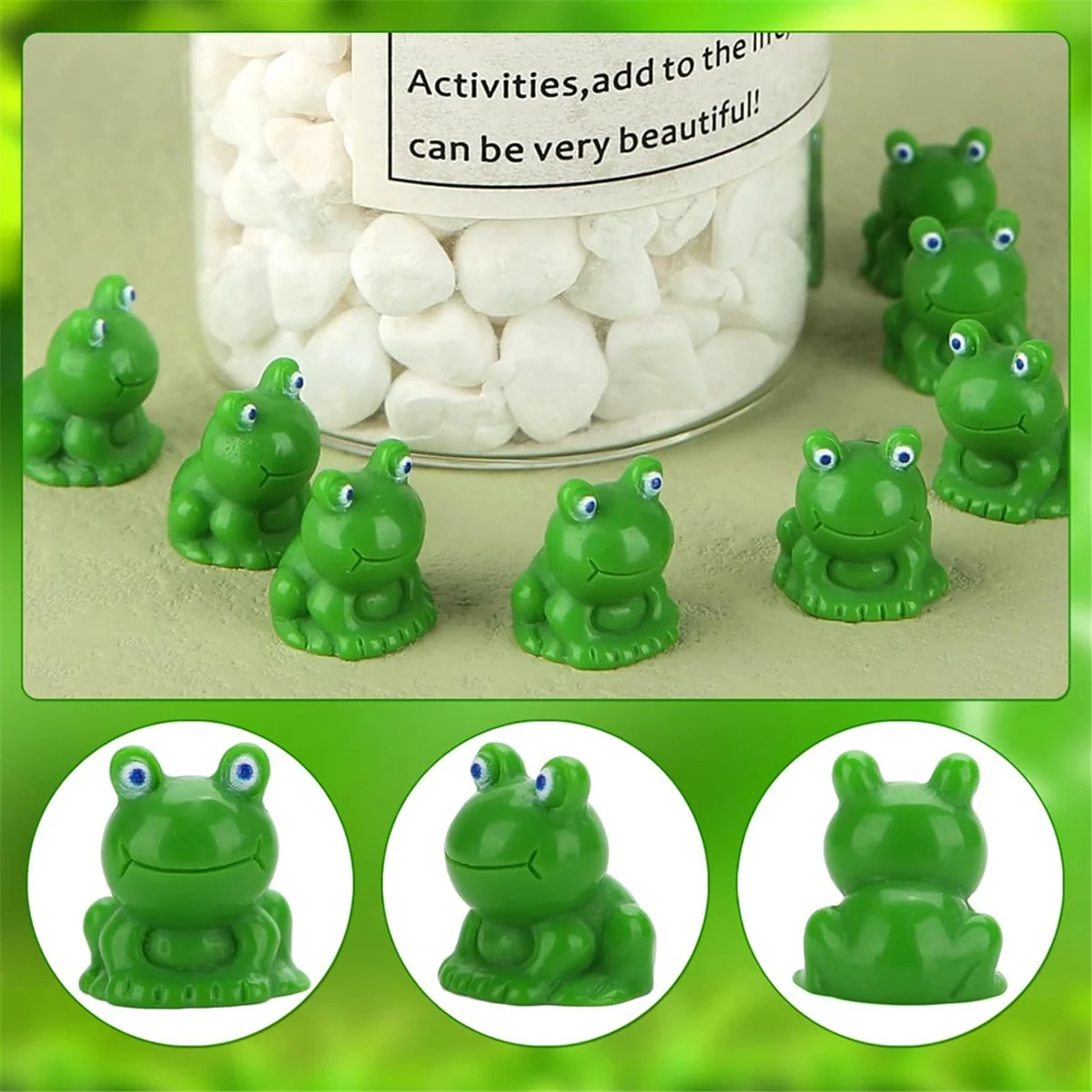 80Pcs Mini Frog Garden Decor Tiny Green Frog Resin Figurines Miniature Outdoor and Home Decor