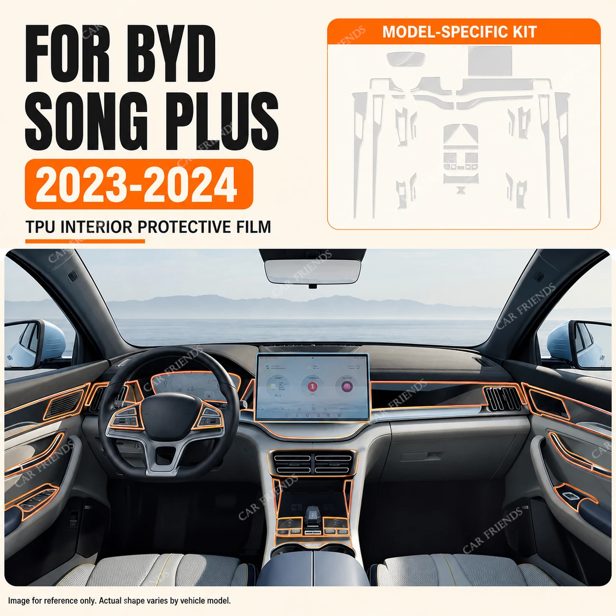 BYD Seal U Sealion 6 Song Plus DMI EV 2021-2024 Transparent TPU Interior Protective Film for Center Console Navigation Screen In