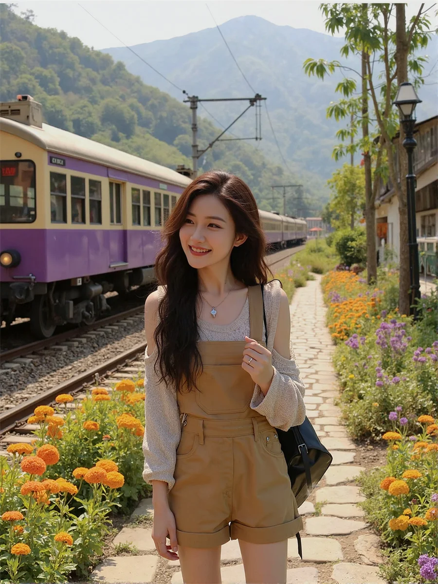 

Denim Vintage Rompers 2025 Woman High Waist Playsuits Elegant Women'S Clothing Trend Autumn Pure Prints Stunning Tiered Draped