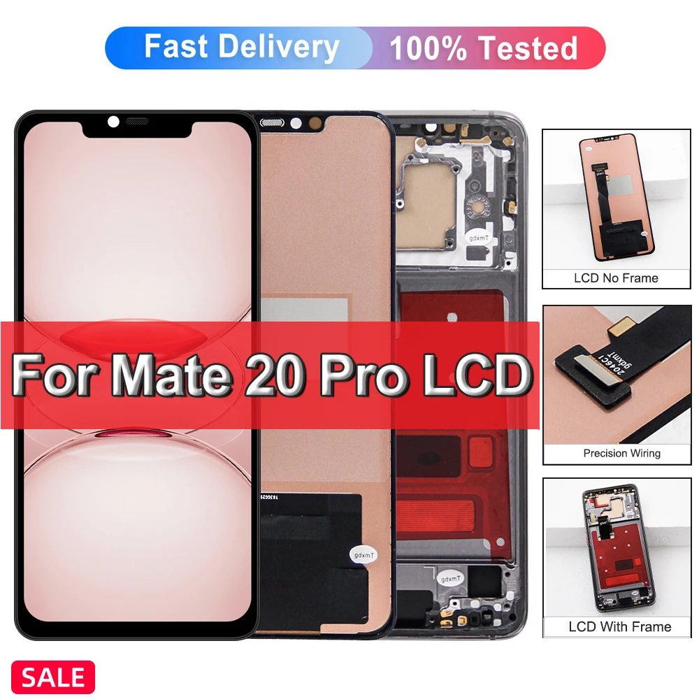 TFT Mate20 Pro Screen For HUAWEI Mate 20 Pro LCD Display LYA-L09 L29 AL00 Touch Screen Digitizer Assembly Replacement with Frame