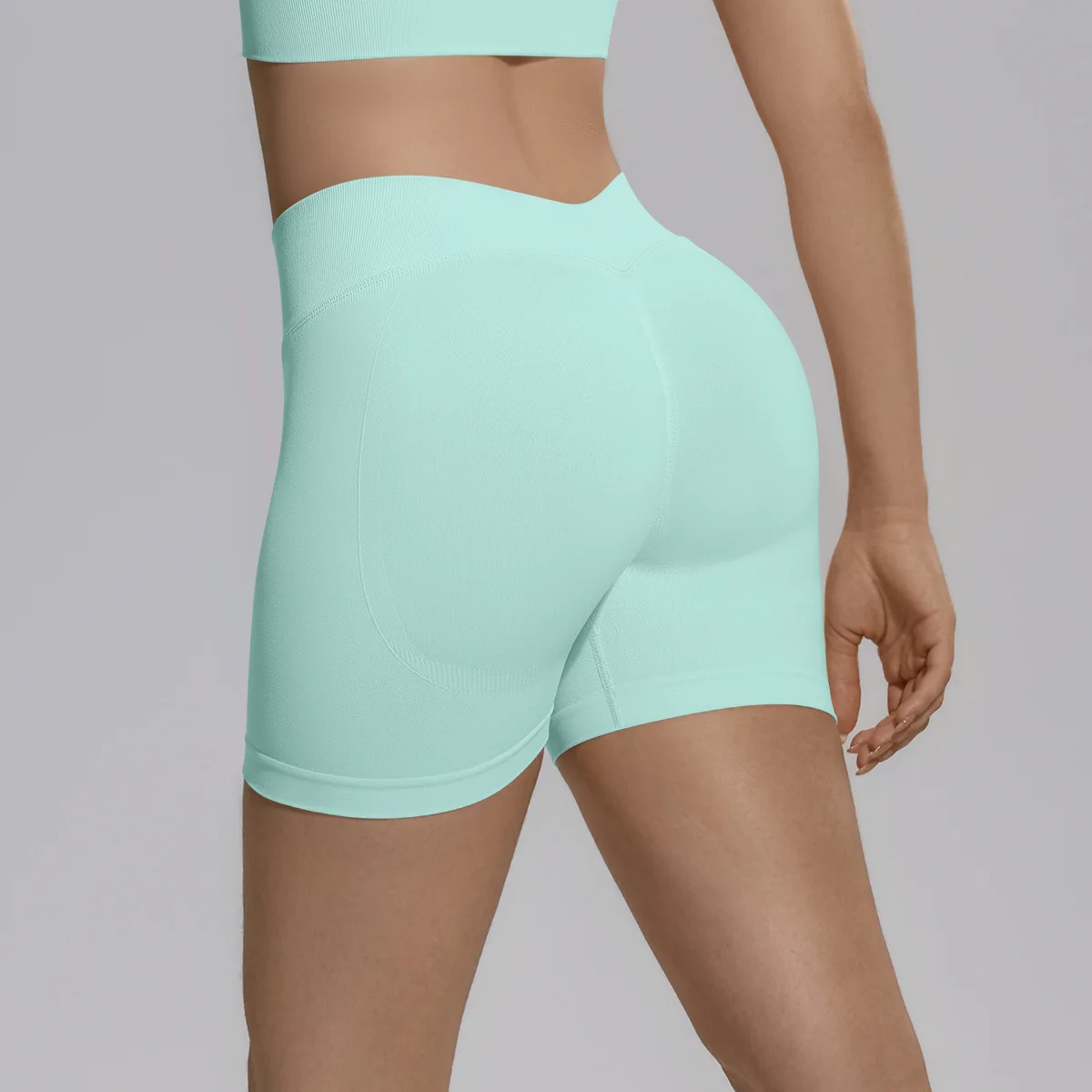 Women's High Waist Seamless Yoga Shorts Sports Ribbed Tummy Control Butt Lifting Push Up Squat Proof Workout Gym Running Fitness