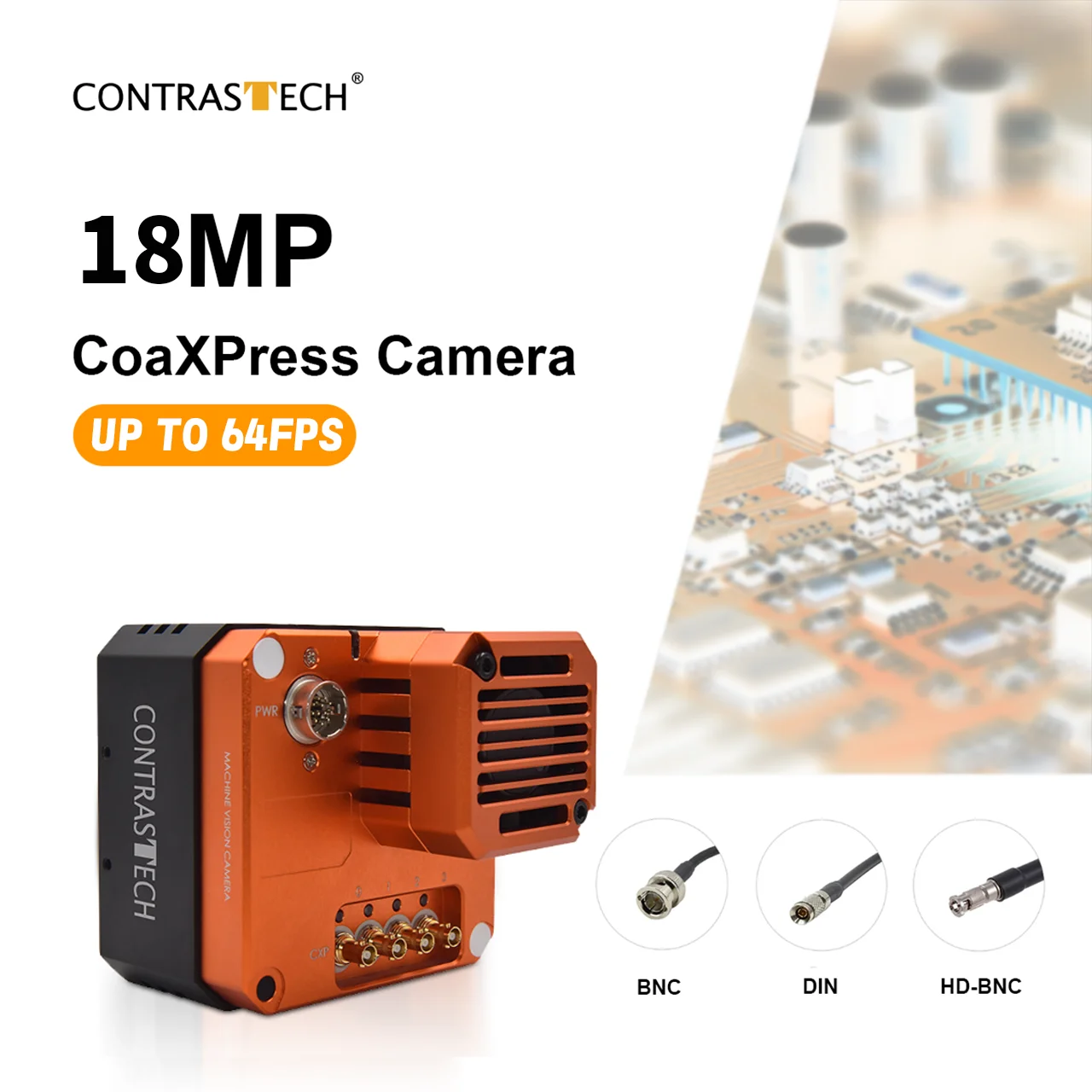 

1 "Gpixel GMAX2518 18MP 64FPS CoaXPress Автоматизация Инспекция Глобальный затвор Промышленная камера для обнаружения дефектов Contrastech