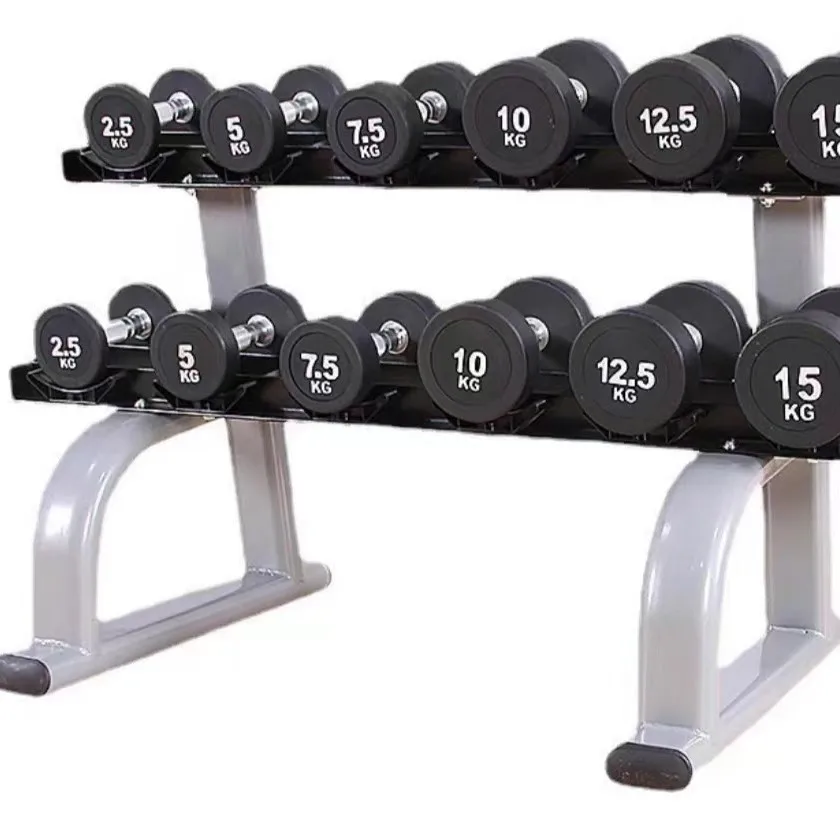 Foldable Iron Double Layer Dumbbell Rack 6-Pair Capacity