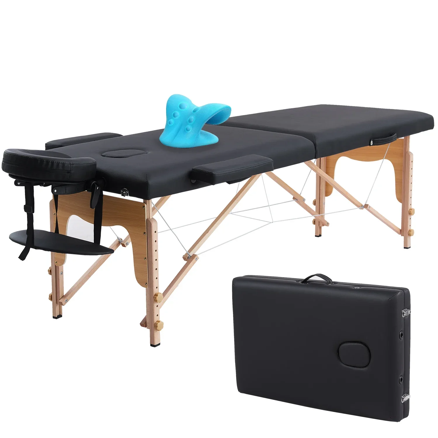 

Massage Table Portable with Neck Stretcher, 84 inch Massage Bed Adjustable Lash Bed Massage Bed Tattoo Table