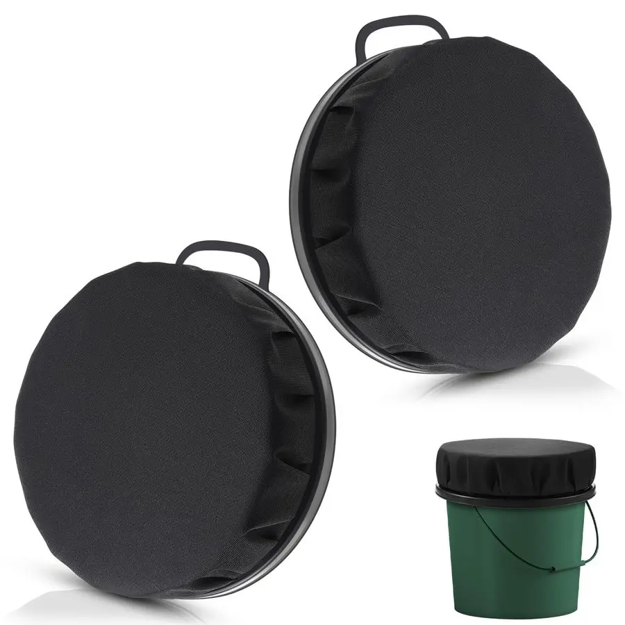 

2 Pcs 5 Gallon Bucket Seat 360 Degree Swivel Lid with 3.54 Thick Black Padded Cushion Lid with Waterproof Cover Ideal for Winter