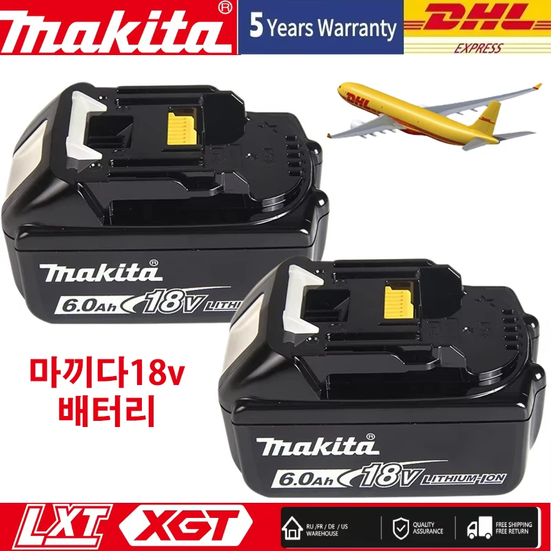 100% Original Makita 6Ah/5Ah/3Ah for Makita 18V Battery BL1830B BL1850B BL1850 BL1840 BL1860 BL1815 Replacement Lithium Battery