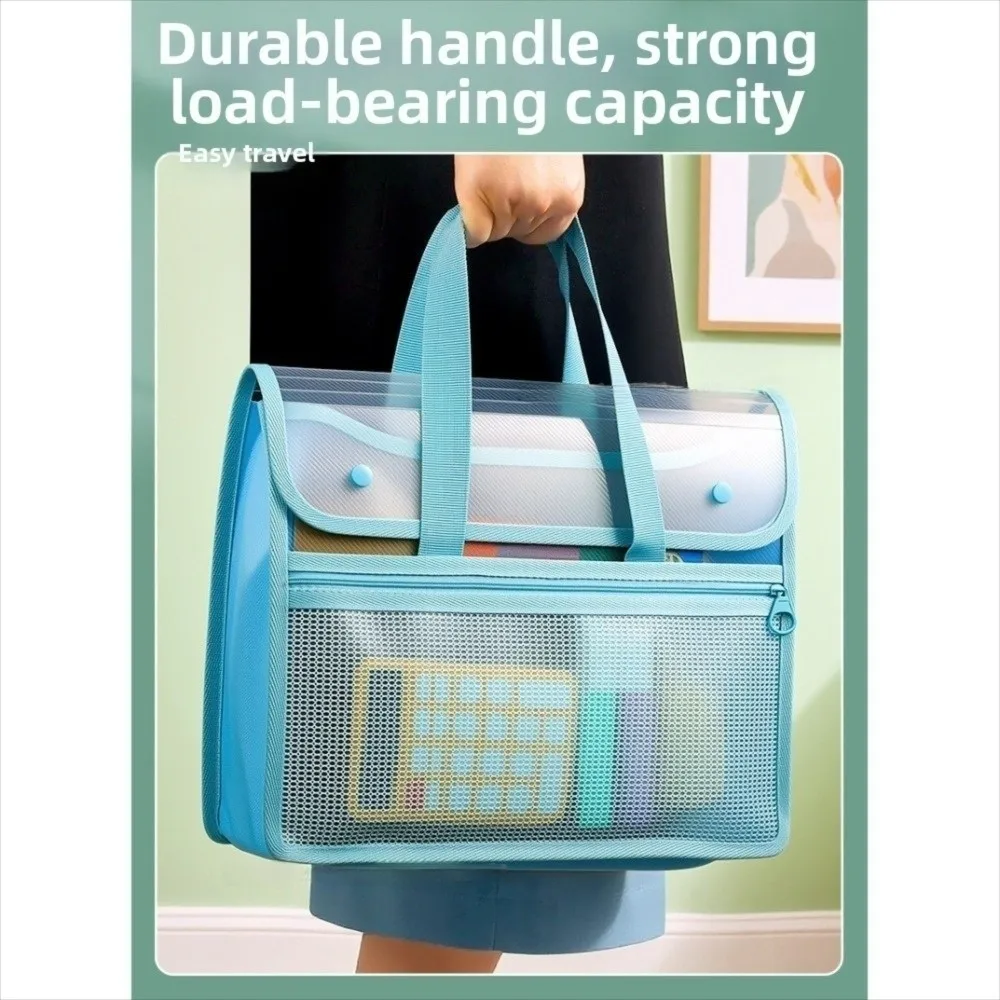

Large Capacity Horizontal Flip-Top PP Twill Binder with Transparent Panel Waterproof File Storage Bag Durable Multifunctional