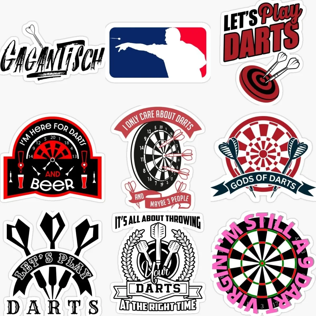 

God of Darts Throwing Bullseye Retro Sticker for Motorcycle Camper Van Bicycle Skateboard Fridge Off-road Helmet Camper Decal