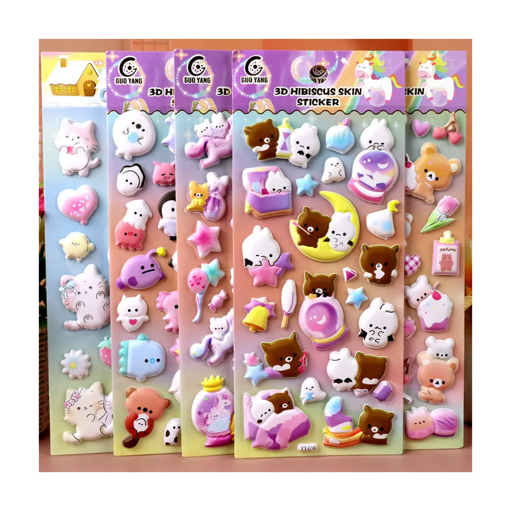 Single Pc Soft Squishy Fidget Sticker - Kawaii Animal Themed Bear Rabbit Unicorn Cat Ocean Decor for DIY RecordingYourLife Store