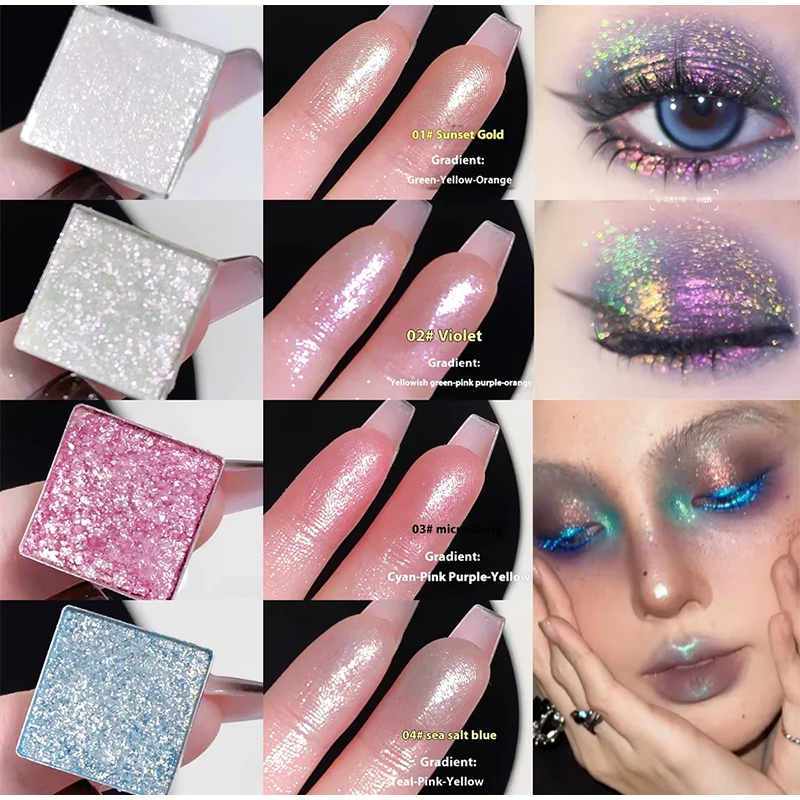 Fard à paupières nacré en diamant, 4 couleurs, scintillant, brillant, durable, éclaircissant, Sexy, coréen, cosmétique pour les yeux