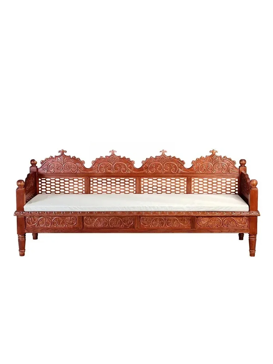 New Chinese Style Solid Wood Living Room Sofa Cushion with Backrest Southeast Asian Style Thai Club Soft Decoration