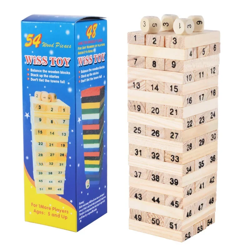 54pcs Small Size Wooden Building Blocks Kids Stacking Games Toy Children Montessori Educational Toys