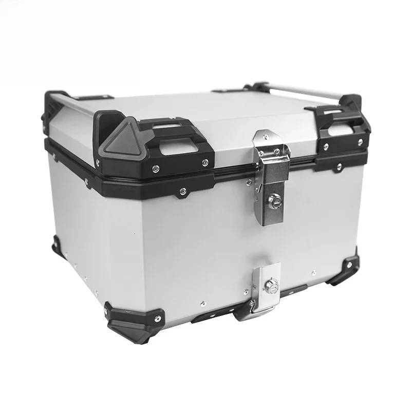 Factory Hot Selling 55L Silver Aluminum Alloy Top Box Used Motorcycle and Vehicle Tail Installation
