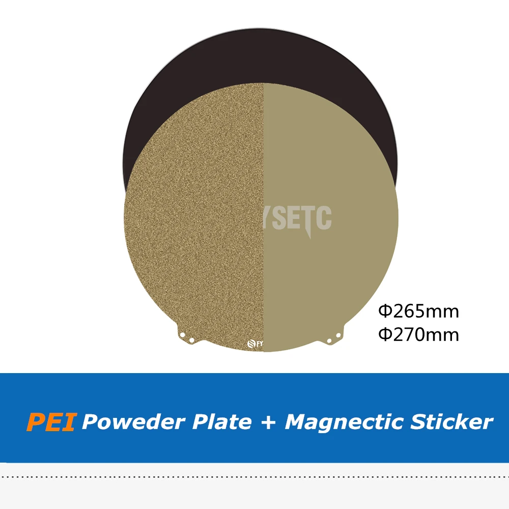 

1set Gold Diameter 265mm / 270mm One-Side PEI Powder-Coated Steel Plate + PEI Sticker + Magnetic Sticker For 3D Printer Parts