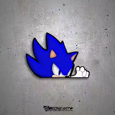 EONEReflective Car Sticker Blue Hedgehog Sonic Kid Half Head Body Glass Bicycle Sticker
