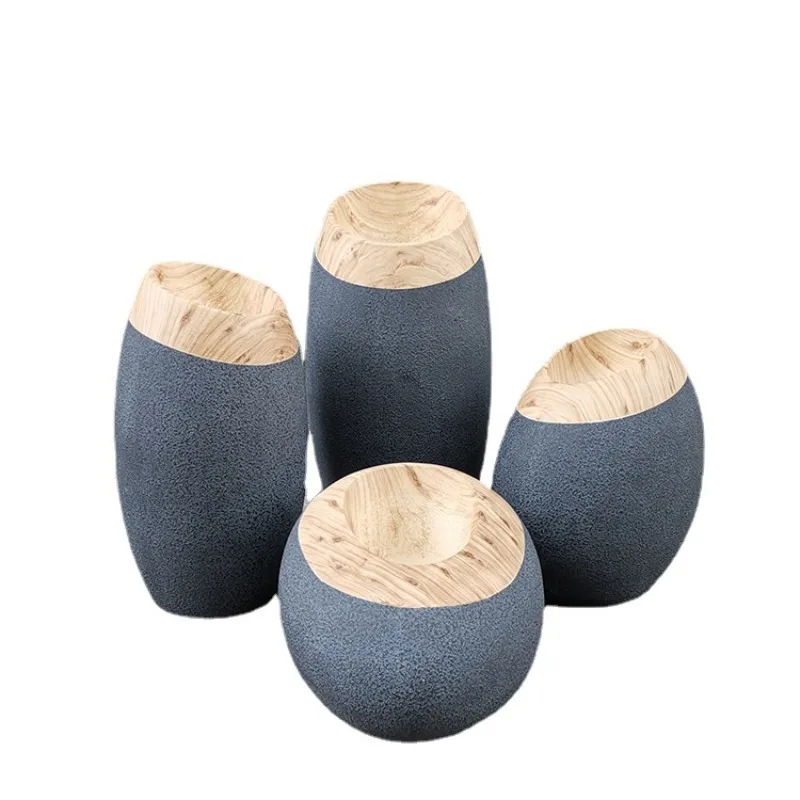 Wood grain fiberglass floor vase, floral ornament of the company's front desk hotel