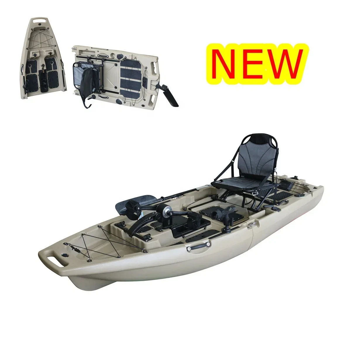 Vicking New Design Detachable Foldable kayak with Electric Motor Factory Custom 2.96M 1 Seat Modular Fishing Kayak with Pedals