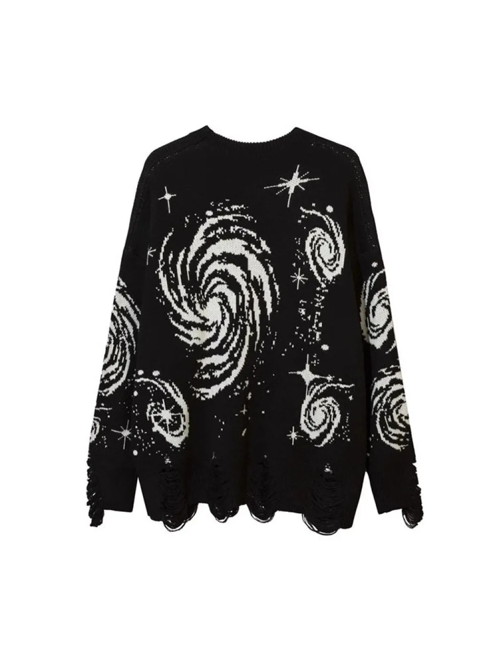 2026 new autumn and winter dark subculture Y2K loose starry vortex hole breaking sweater punk trend fashion versatile niche ins