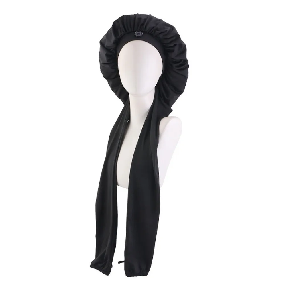 Silky Satin Satin Long Dreadlock Sleep Bonnet Long Tail Adjustable Drawstring Sleep Hair Cap Lightweight Bathing Hat Sleep Cap