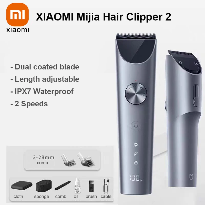 NEW XIAOMI Mijia Hair Clipper 2, Mens Electric Hair Trimmer Professional Barber Cordless Clippers Rechargeable Haircut Machine