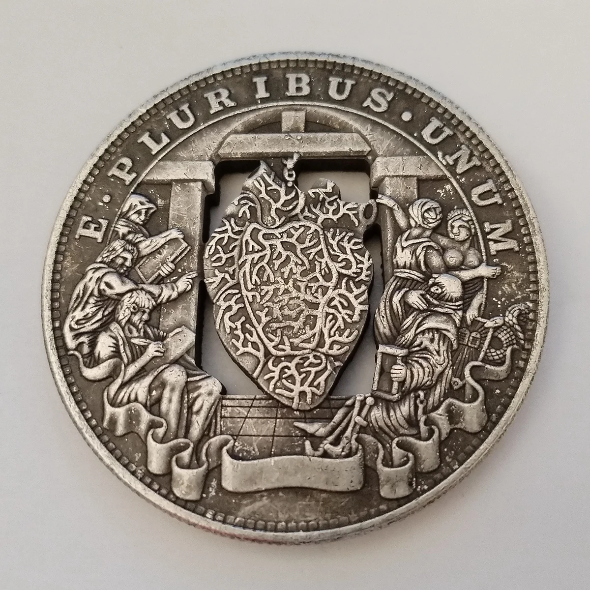 Hobo Coin Cut Coin Templar Knight Medieval Church US Art Dollar #327