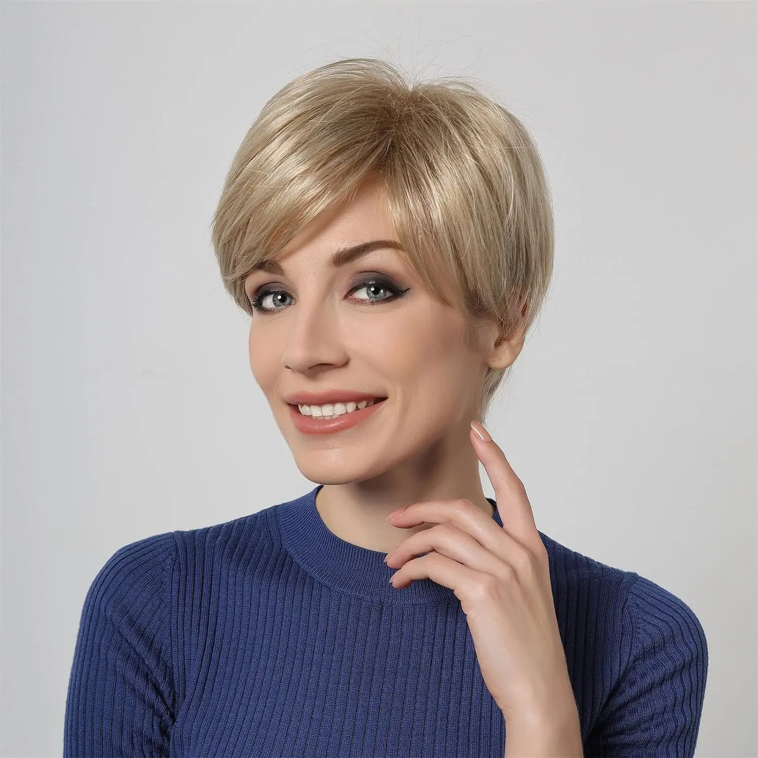 المرأة الأوروبية والأمريكية قزم شعر مستعار الانفجارات شعر مستعار أشقر مخصص ارتداء اليومي شعر مستعار قطع عابث