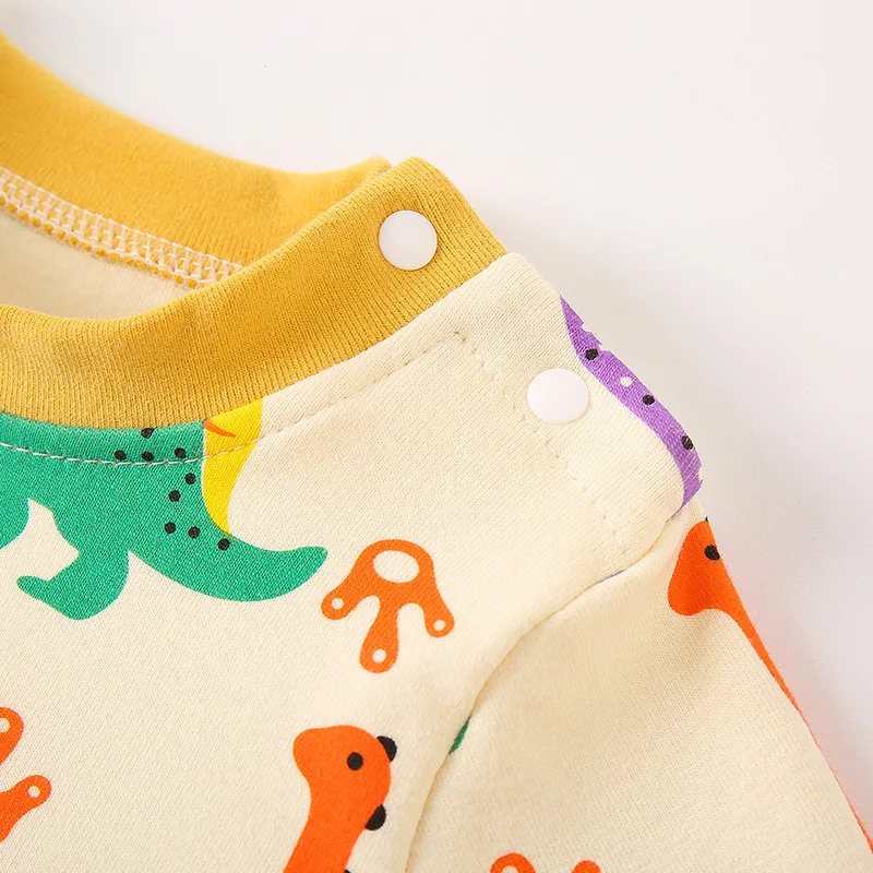 2024 New Autumn Baby Pajamas 0-4T Boys Cute Dinosaur Letter Home Clothing Set Toddler Loose Clothes 2PCS