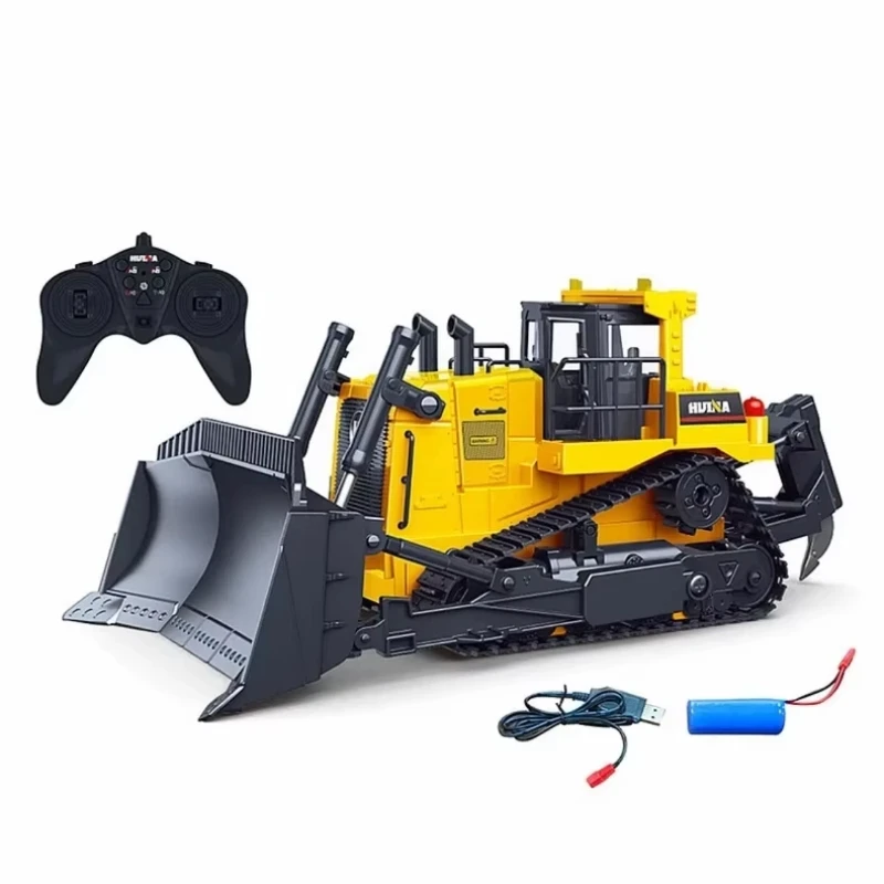 HUINA 1554 RC Bulldozer 1/16 11CH Alloy Remote Control Engineering Vehicle Heavy Duty Tractor Model for Hobby Collection