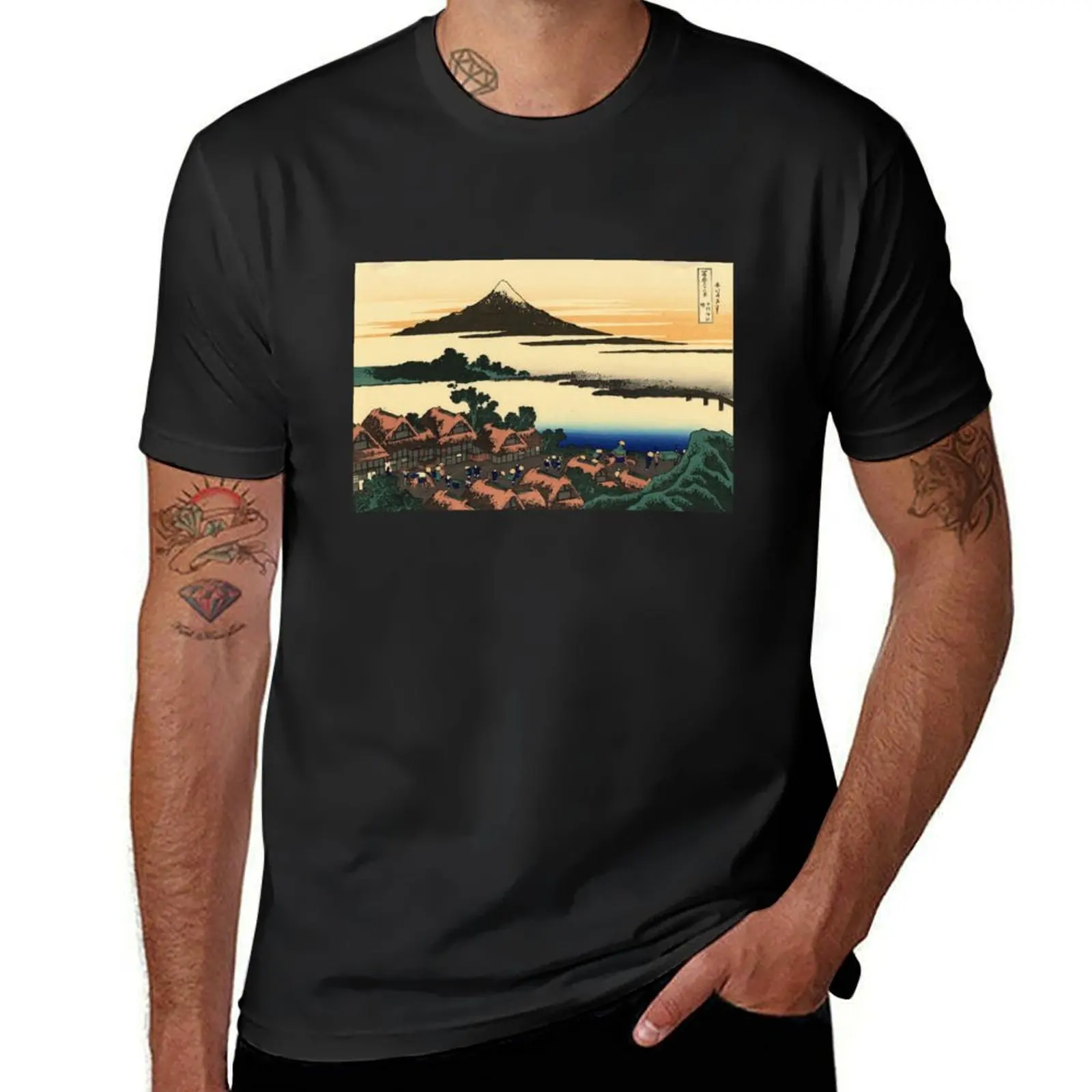 

Dawn at Isawa in the Kai Province' by Katsushika Hokusai (Reproduction) T-Shirt graphic t shirt vintage workout shirts for men