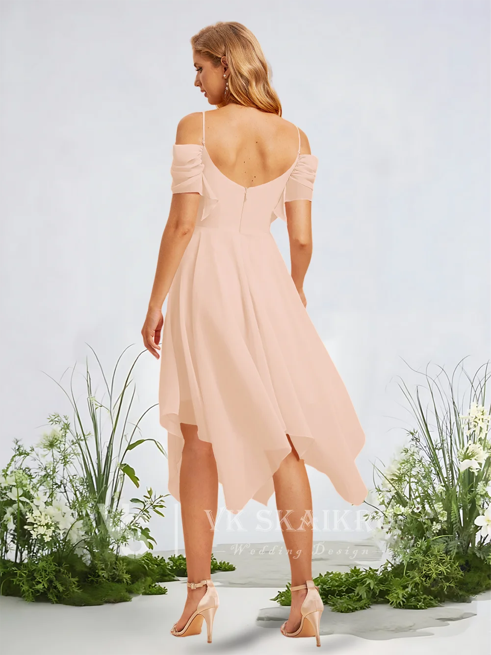 Lavender A-Line Square Asymmetrical Chiffon Bridesmaid Dresses With Ruffle Elegant Wedding Party Guest Evening Cocktail 2025