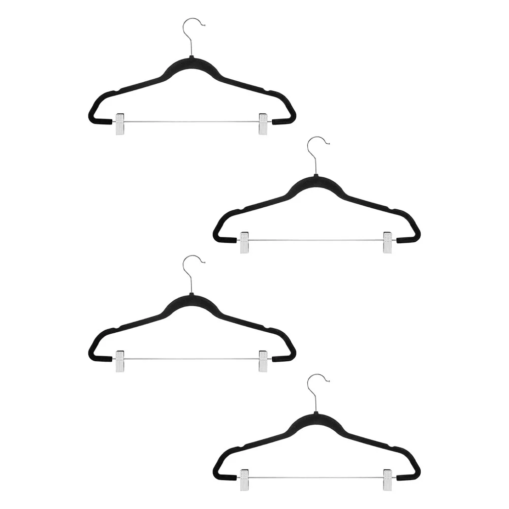 4 Pcs Flocking Trouser Hanger Adjustable Skirt Hangers Home Accessories Anti-skid Pants Rack