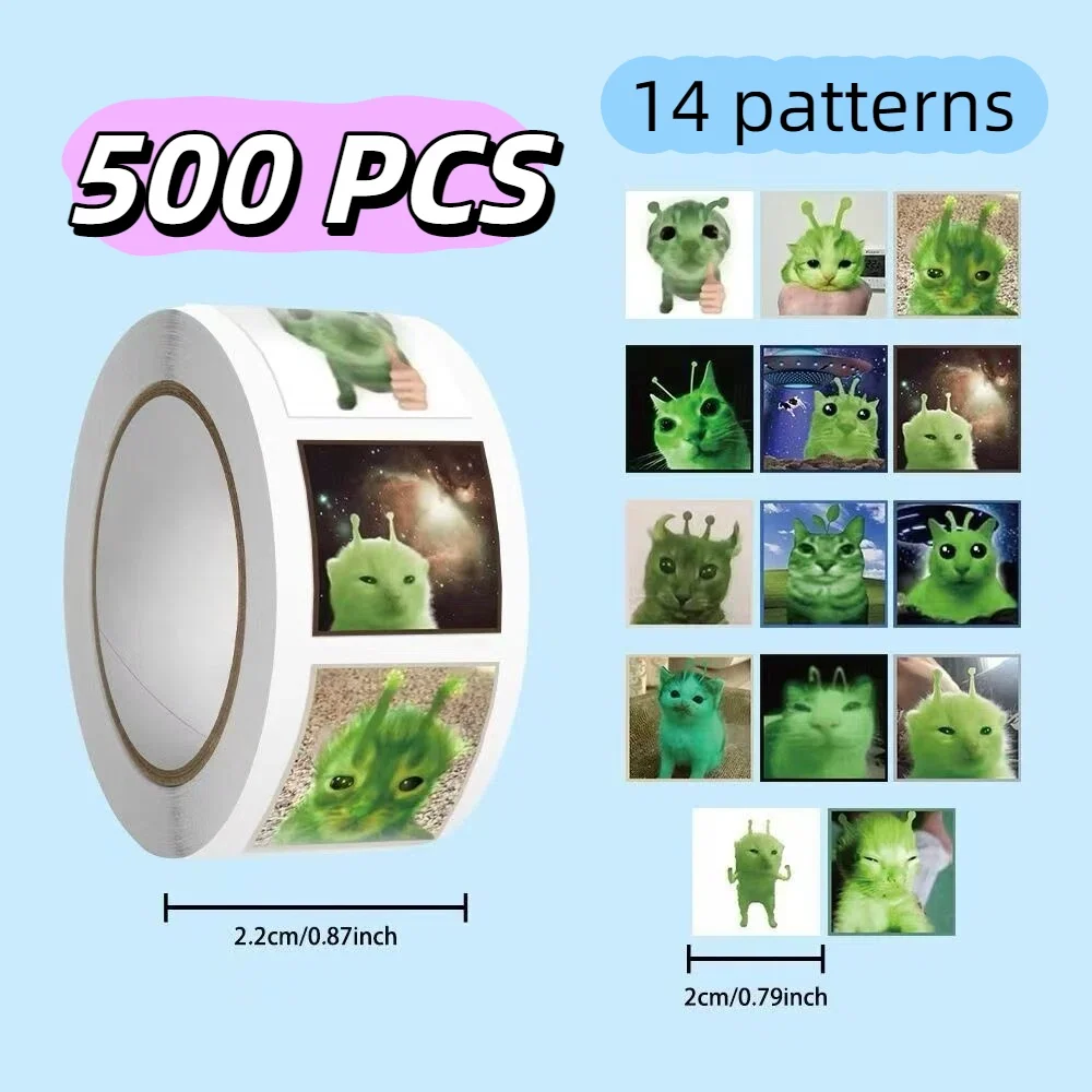 500Pcs Funny Alien Cat Stickers for Office Decor/Office Labels/Envelope Seals/Party Supplies Universal Stationery Stickers