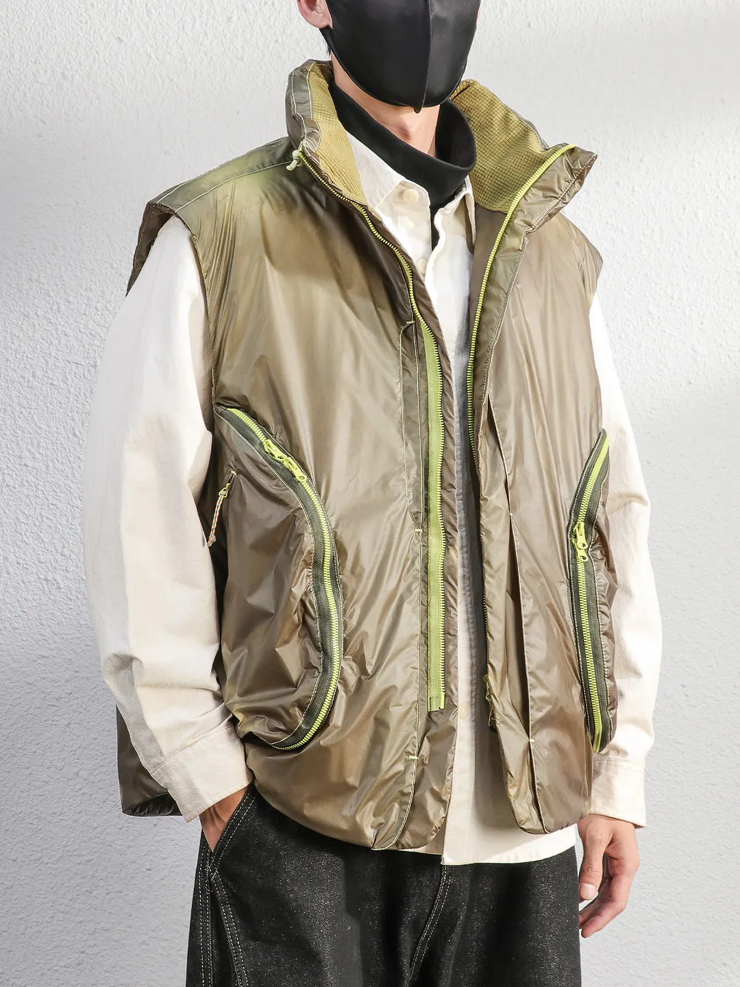 

Men's down Vest Warm Workwear Jaet Du down Filling Youthful Sle Zipper Closure Color Loose Fit Winter Outerwear