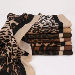 New Design Leopard Print Square Scarf Hijab Voile Large Shawl Hijabs for Women Muslim Fashion Scarf Headwraps Turban Ramadan