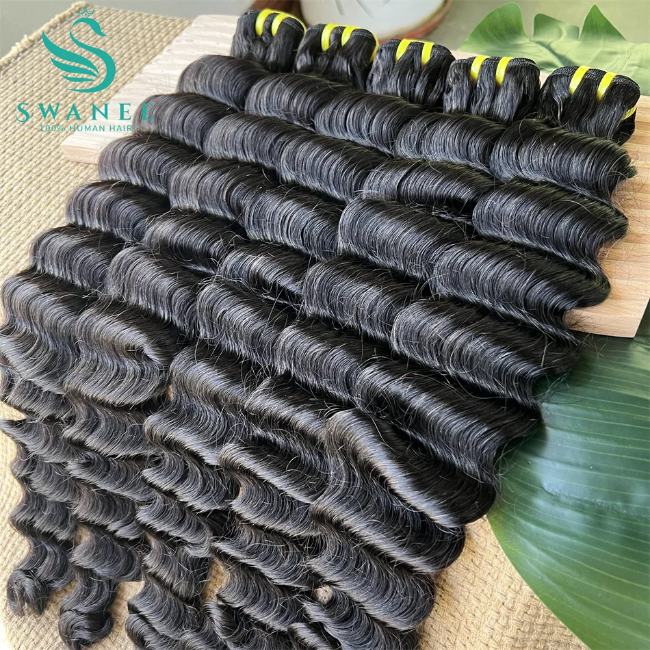 

SWANEE пучки человеческих волос с глубокими волнами, вьетнамские необработанные человеческие волосы, необработанные пучки плетения, наращивание человеческих волос для женщин