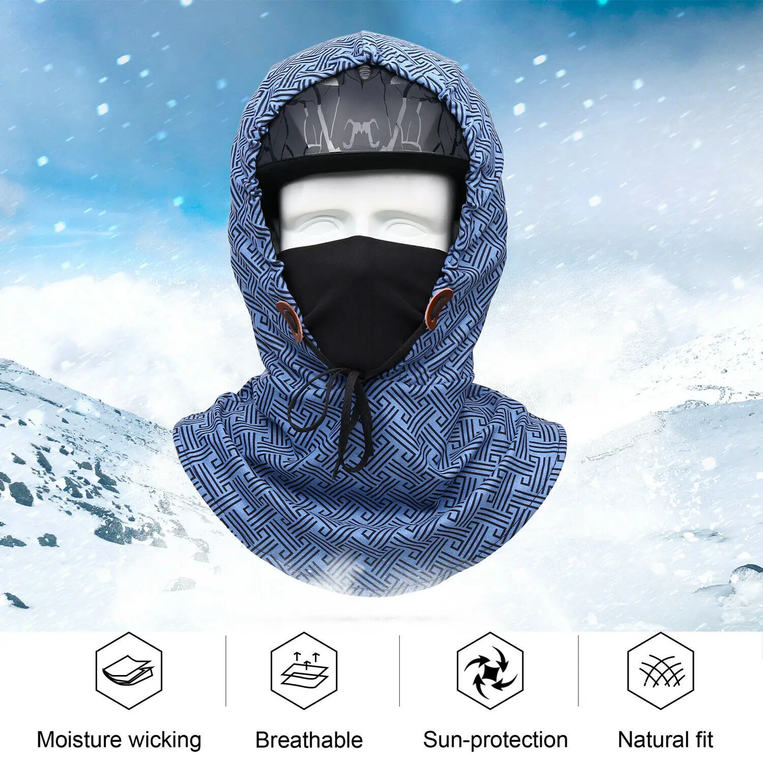 Pasamontañas a prueba de viento máscara facial de invierno máscara de esquí de lana cálida para hombres y mujeres clima frío motocicleta bicicleta ciclismo calentador de cuello