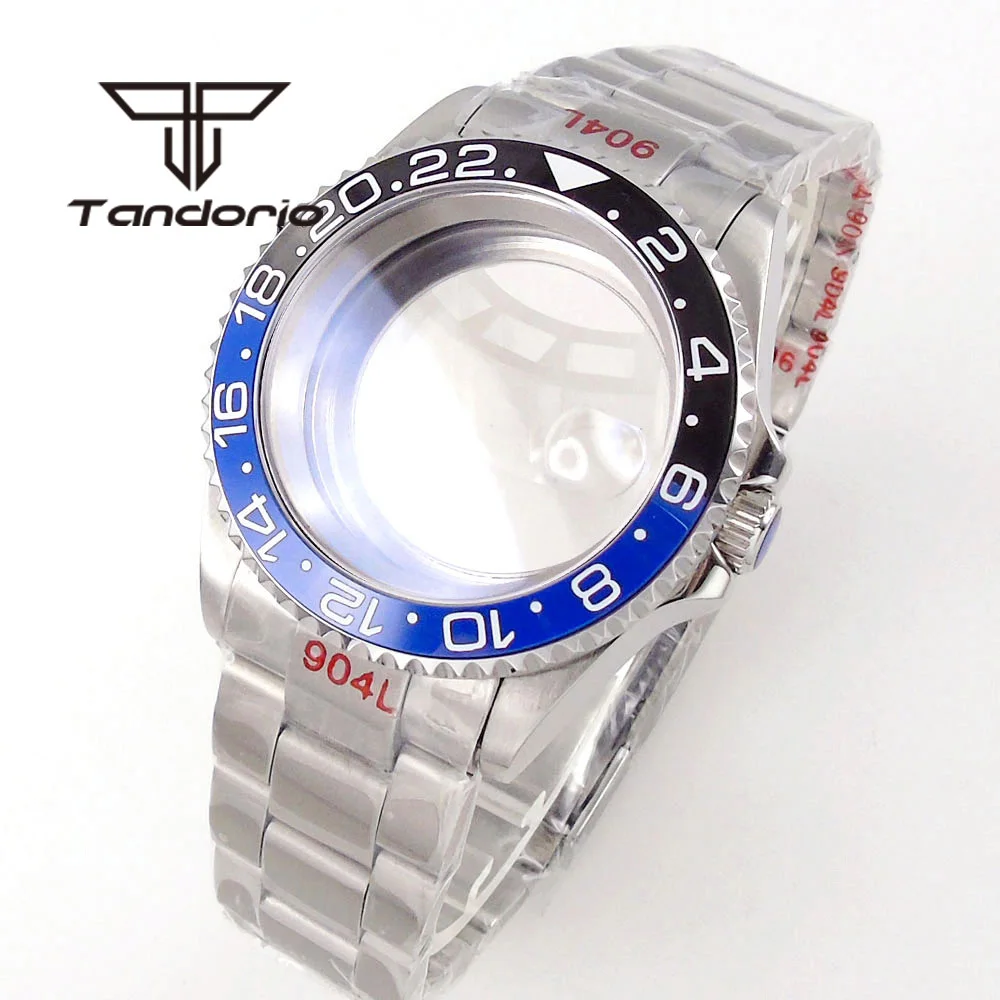 Imagem -02 - Safira Cristal 20bar 40 mm Assista Case Cinta 120 Cliques Girando Bezel Caber Nh35 Nh36 Nh34 Eta2824 Pt5000 Movimento Automático ar