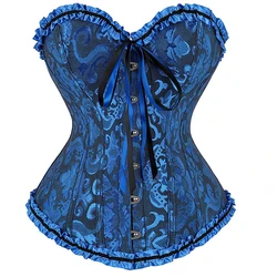 Sapubonv-Corset grande taille pour femme, haut bustier, lingerie surbuste en dentelle, costume d'Halloween vintage sexy, rouge, noir, vert, rose, médiéval