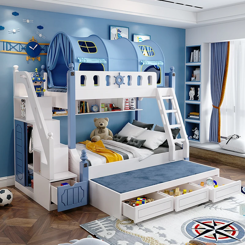 Children's upper and lower wardrobes High and low castles Multifunctional combination Child and mother beds