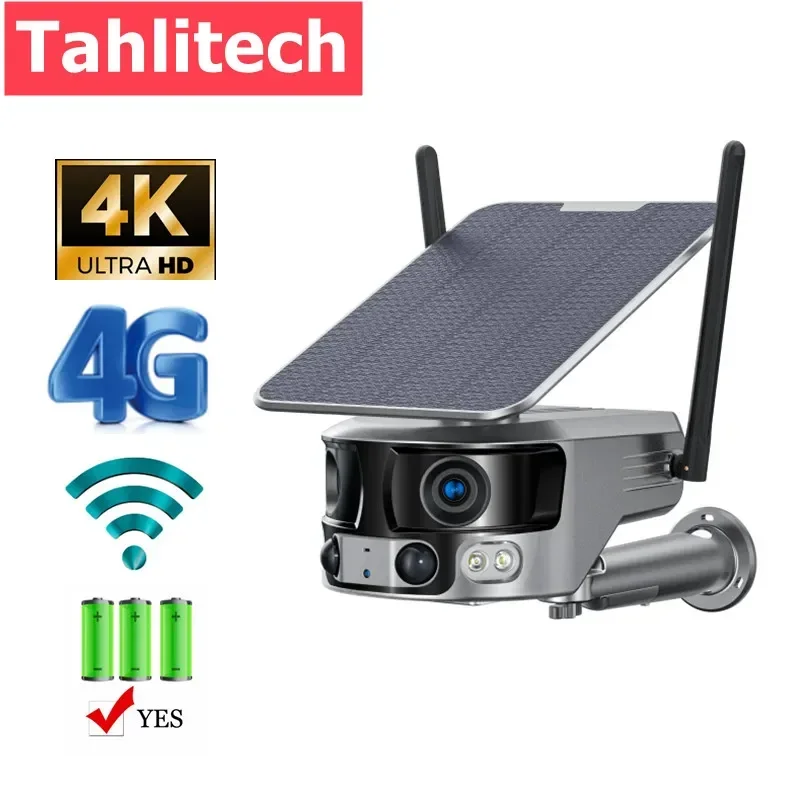 

4K 8MP Dual Lens 4G Solar Camera Outdoor WIFI 180° Ultra Wide View Angle PIR Human Detection Security Camera 4X Zoom Solar Camer