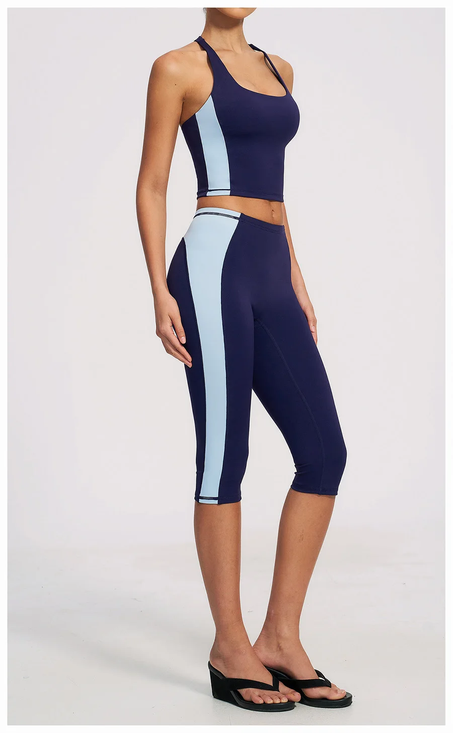 Yoga-Set 2-teilig Workout-Outfit Damen Trainingsanzüge Fitness-Weste Kurze Sporthose Ärmellose Capri-Hose Sportbekleidung Sport-BH Kleidung – Detail 8