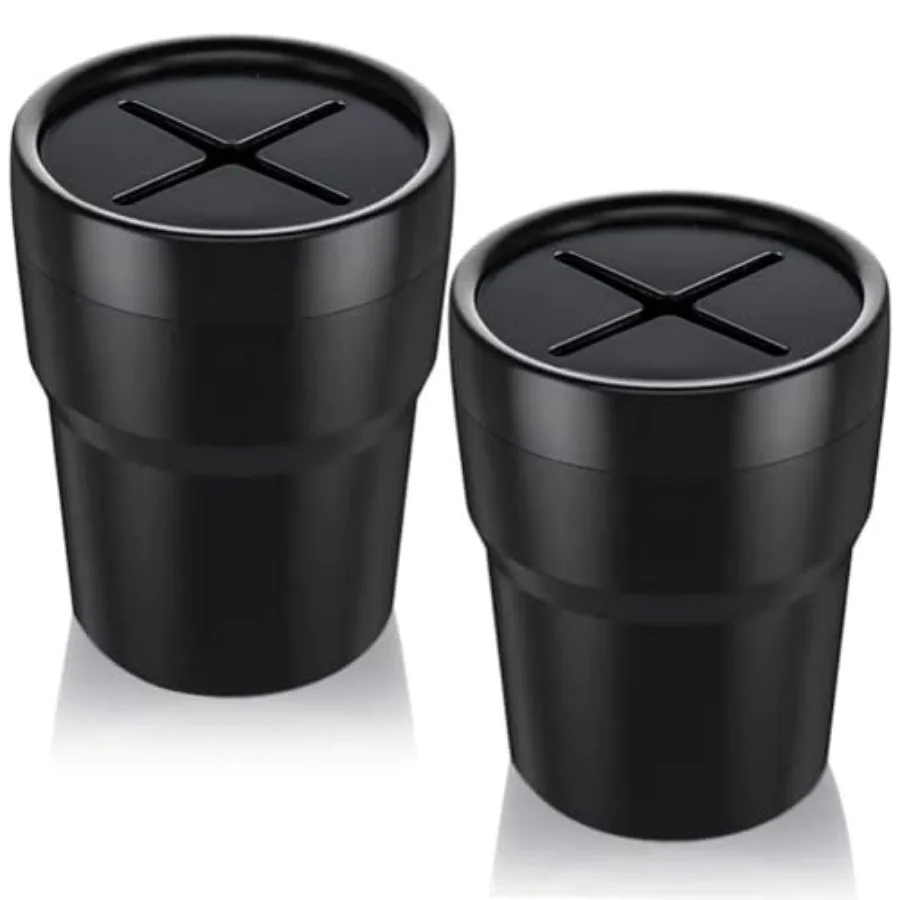 

Car Trash Can with Lid, Mini Auto Garbage Can Leakproof Vehicle Trash Bin Fits Cup Holder in Console or Door for Automotive Car