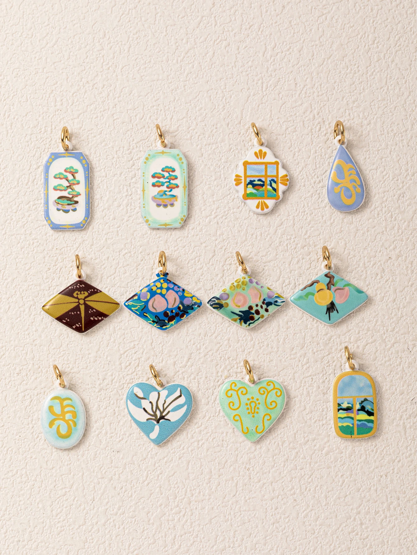 Modische Niedliche Cartoon-Serie Bunte Pflanzen Blumen Landschaft DIY Anhänger Charms für Schmuck – Detail 3